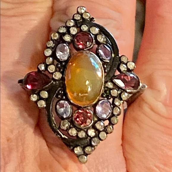 NWOT 5.50 CTW STUNNING NATURAL OPAL , TANZANITE, RUBY AND GENUINE DIAMONDS RING - Picture 3 of 13